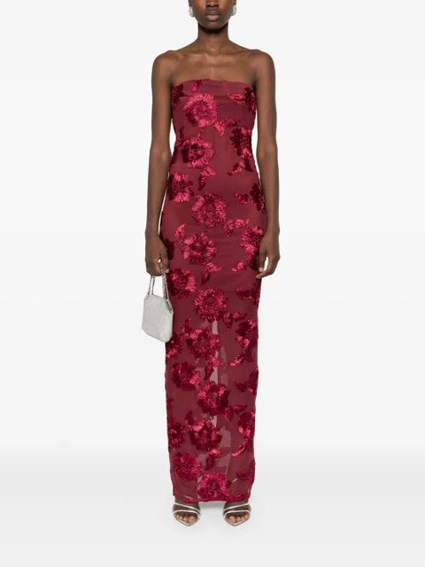 ROTATE BIRGER CHRISTENSEN floral-appliqué maxi dress - Red