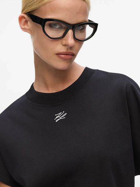 Karl Lagerfeld t-shirt bawełniany damski kolor czarny A4W17039