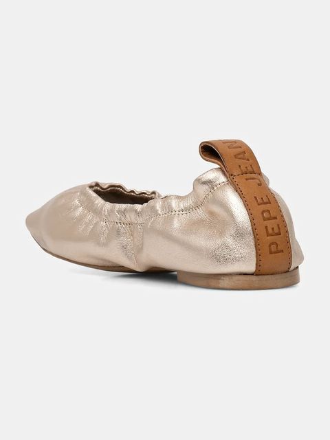 Pepe Jeans baleriny skórzane POPPY LOGO kolor złoty PLS10429