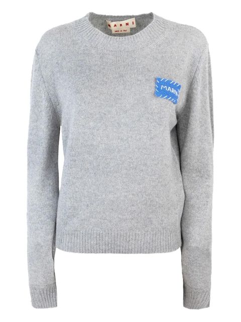 Marni logo-patch cashmere sweater - Grey - zdjęcie produktu nr 1