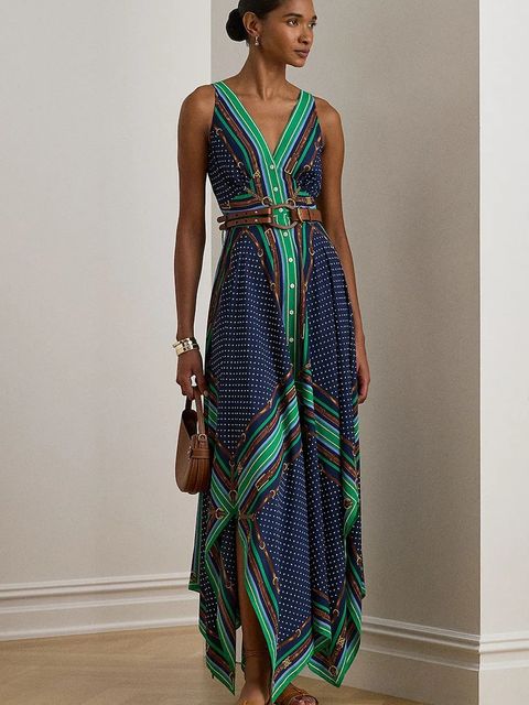 Lauren Ralph Lauren sukienka kolor niebieski maxi rozkloszowana 200P08108 - zdjęcie produktu nr 1