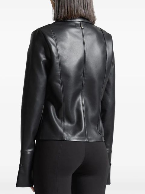 Manière De Voir push-button folding clasp faux-leather black shirt
