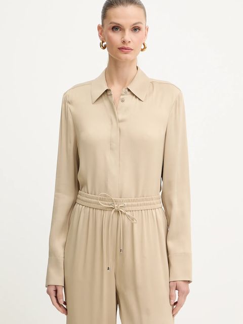 BOSS koszula damska kolor beżowy regular z kołnierzykiem klasycznym 50542007 - zdjęcie produktu nr 1