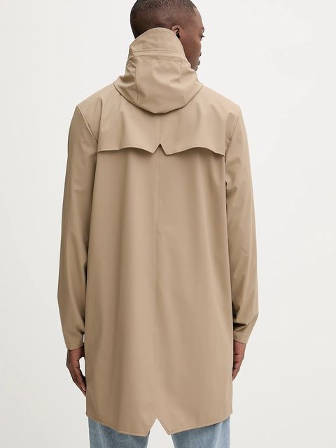 Rains kurtka 12020 Long Jacket kolor beżowy przejściowa 12020