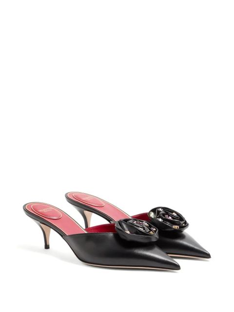 Valentino Garavani 55mm Drip Rose pointed-toe mules - Black - zdjęcie produktu nr 2
