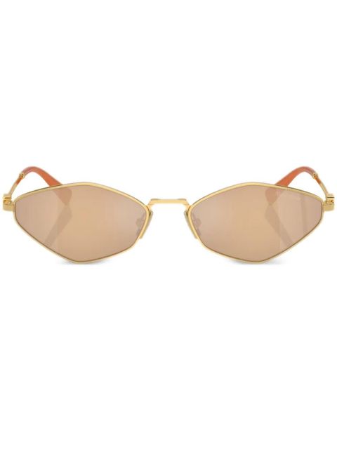 Miu Miu Eyewear logo-lettering geometric-frame sunglasses - Gold - zdjęcie produktu nr 1