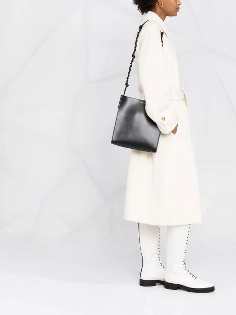 Jil Sander logo-print leather shoulder bag - Black