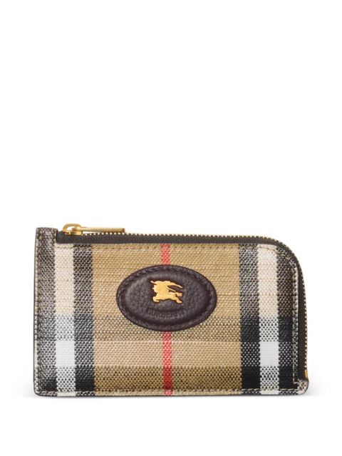 Burberry check-pattern zip leather card holder - SAND - zdjęcie produktu nr 1