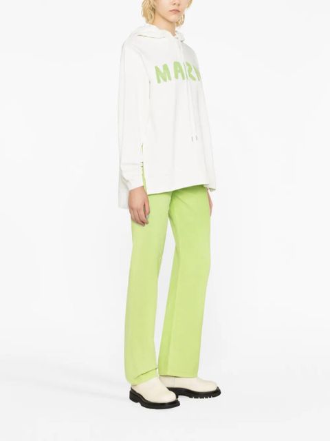 Marni logo-print cotton hoodie - White