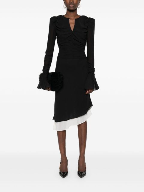 ROTATE BIRGER CHRISTENSEN two-layer chiffon midi skirt - Black