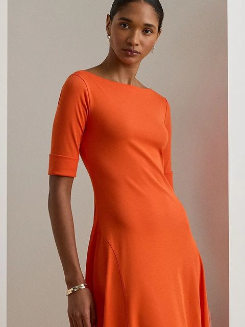 Lauren Ralph Lauren sukienka kolor pomarańczowy mini rozkloszowana 200973599