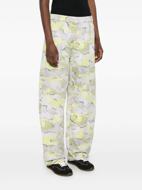 PINKO camouflage-print pleated trousers - Yellow