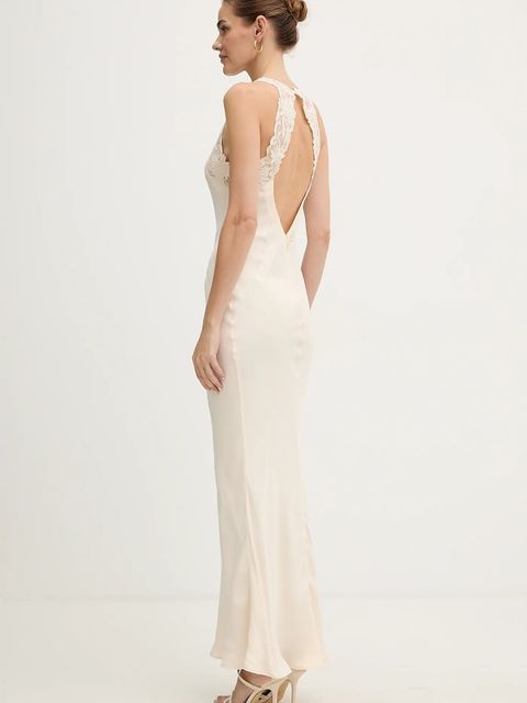 Twinset sukienka kolor beżowy maxi dopasowana 252TT2240