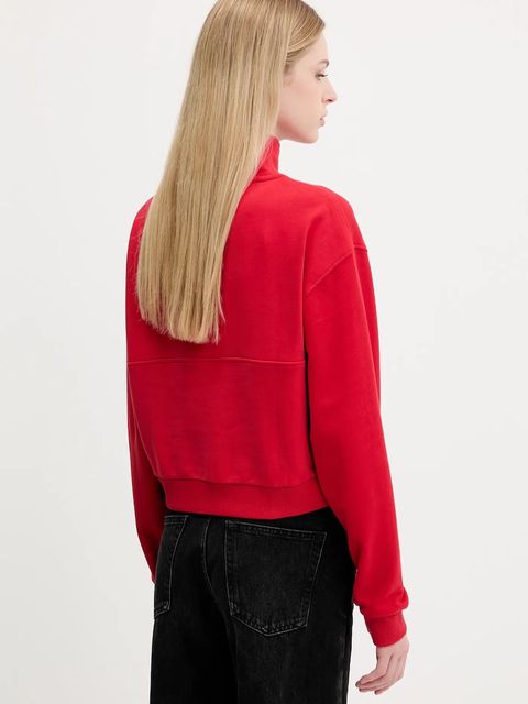 Hugo Blue bluza bawełniana damska kolor czerwony gładka 50542972