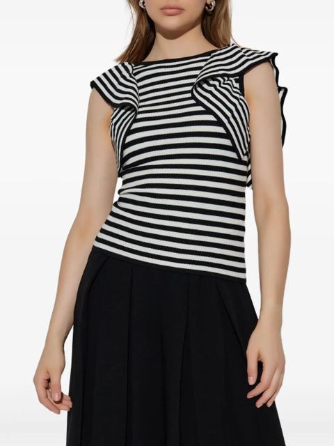 Max Mara Vieste striped ruffled top - Black