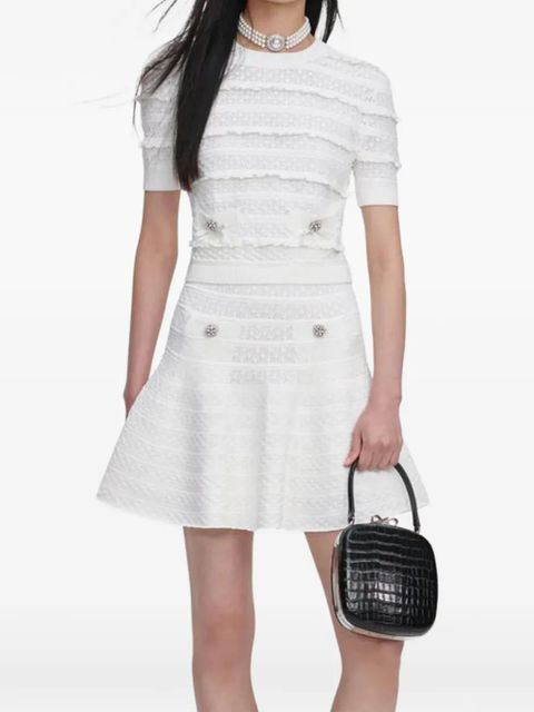 Self-Portrait jewel-button pointelle-knit top - White - zdjęcie produktu nr 1