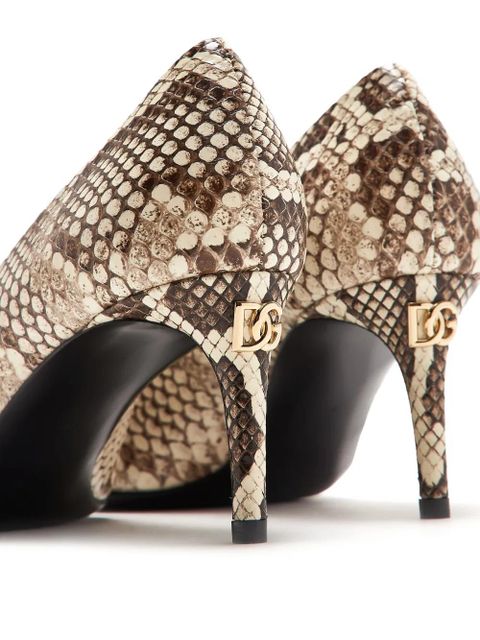 Dolce & Gabbana snake-print logo pumps - Neutrals