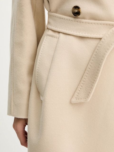 Weekend Max Mara płaszcz wełniany RESINA damski kolor beżowy przejściowy oversize 2525016031600