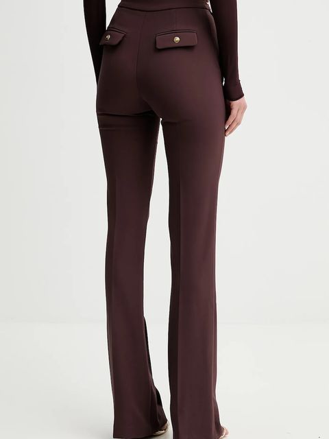 Elisabetta Franchi spodnie damskie kolor bordowy dzwony high waist PA14157E2