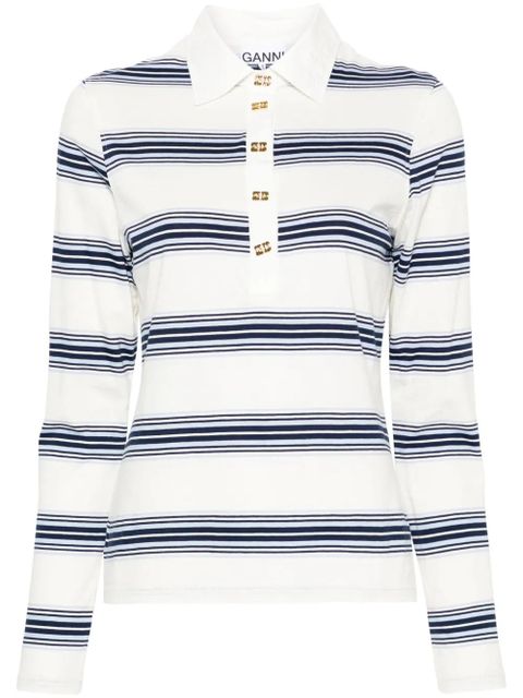 GANNI striped polo shirt - White