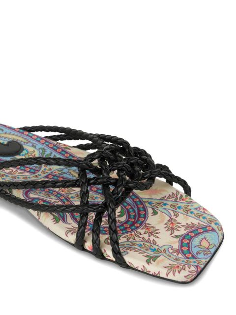 ETRO woven leather paisley flat sandals - Black