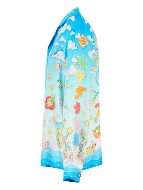 Casablanca kawaii motif silk shirt - Blue - zdjęcie produktu nr 2