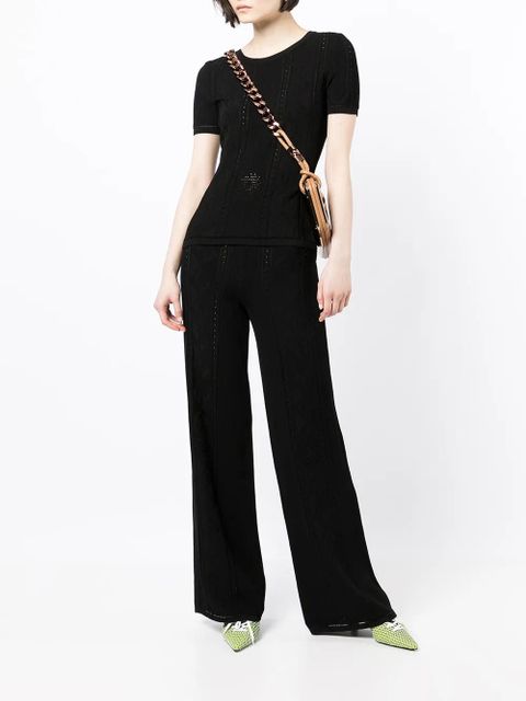 Marine Serre Crescent Moon-pattern wide-leg trousers - Black