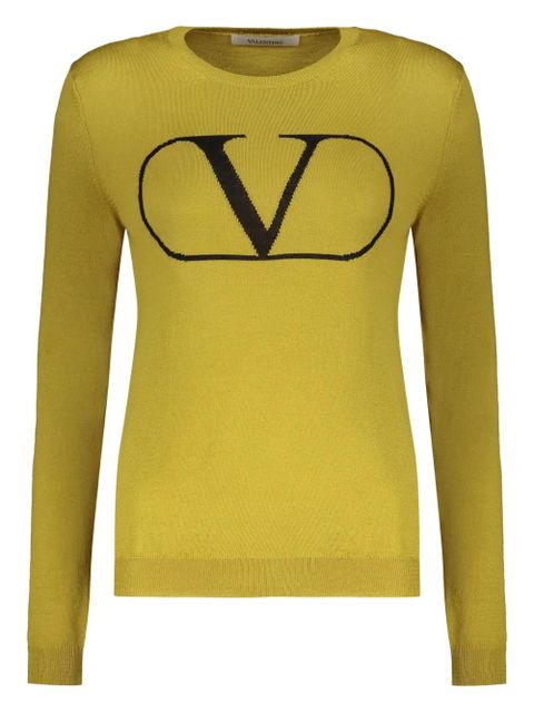 Valentino Garavani logo-embroidered crew-neck sweater - Yellow - zdjęcie produktu nr 1