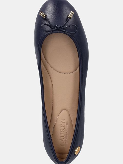 Lauren Ralph Lauren baleriny skórzane Jayna kolor granatowy 802940728004