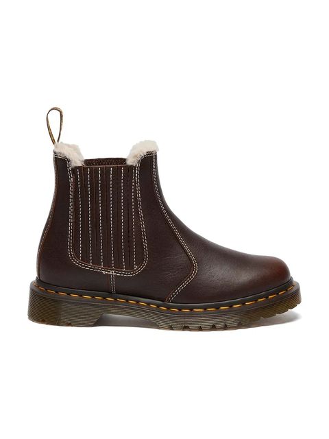 Dr. Martens sztyblety skórzane 2976 Leonore II damskie kolor brązowy na platformie lekko ocieplone DM41418200 - zdjęcie produktu nr 1