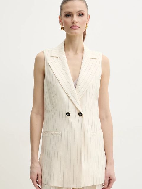 Simona Corsellini kamizelka kolor beżowy dwurzędowa P25CPGL003 - zdjęcie produktu nr 1