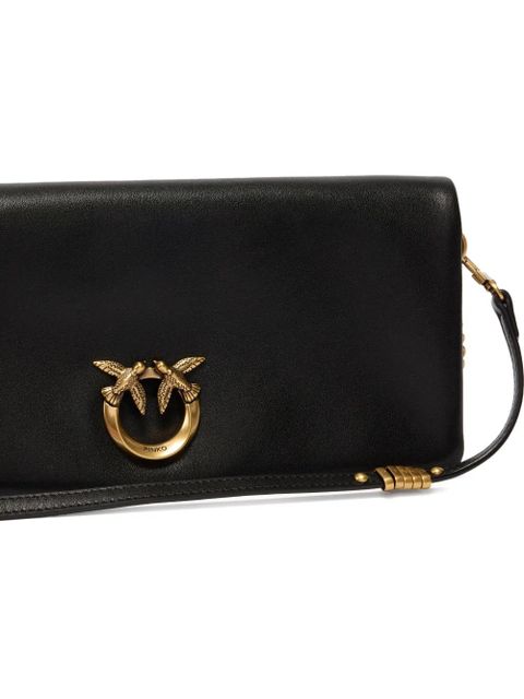 PINKO bird hardware leather shoulder bag - Black