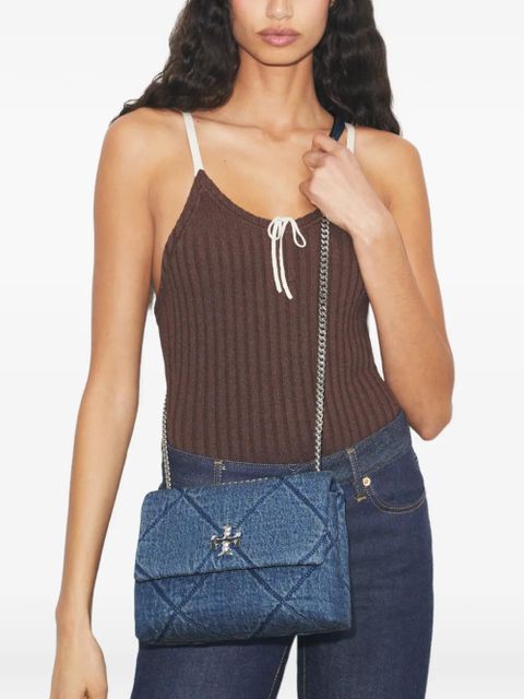Tory Burch Kira diamond quilt denim small convertible shoulder bag - Blue - zdjęcie produktu nr 2