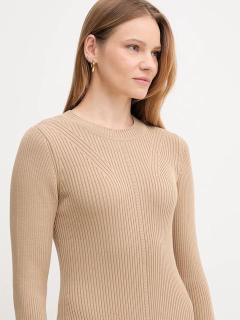 Barbour sukienka bawełniana ANASTASIA kolor beżowy maxi rozkloszowana LDR0936