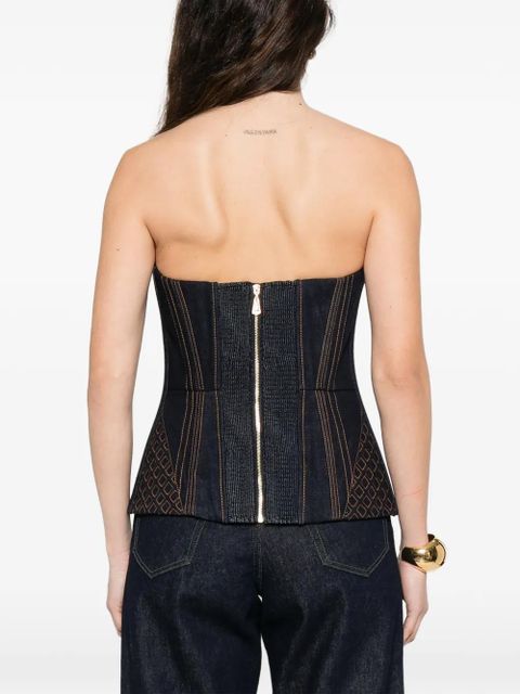 ZIMMERMANN corded denim corset - Blue