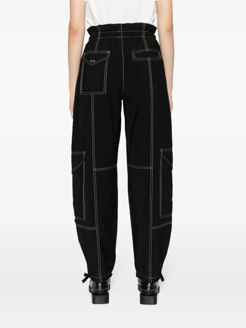 GANNI paperbag-waist cargo trousers - Black