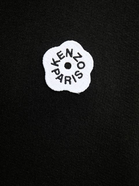 Kenzo bluza bawełniana damska kolor czarny z kapturem z aplikacją FF62HO4534MB