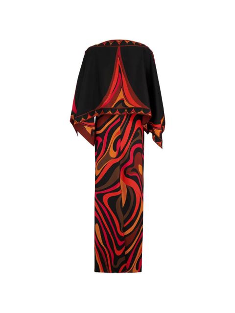 PUCCI Marmo print cape-overlay maxi dress - Black - zdjęcie produktu nr 2