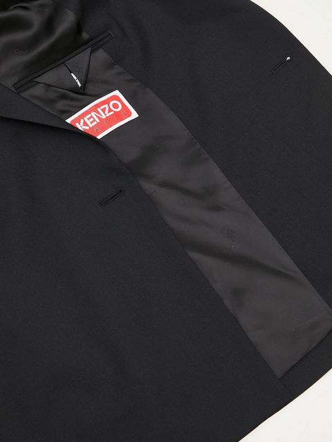 Kenzo marynarka wełniana kolor czarny jednorzędowa gładka FF52VE2589RA.99