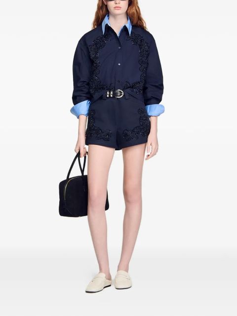 SANDRO embroidered shorts - Blue - zdjęcie produktu nr 2