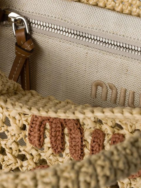 Miu Miu raffia-effect woven tote bag - Neutrals - zdjęcie produktu nr 2