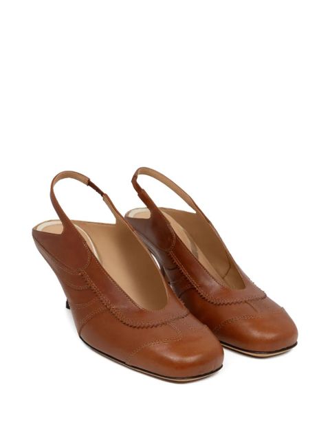 DRIES VAN NOTEN 60mm slingback leather pumps - Brown