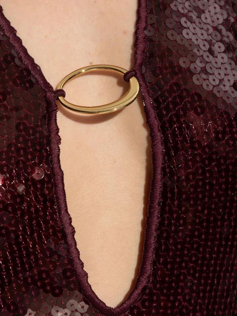 Oséree sequin-embellished deep-V mini dress - Red