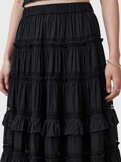 AllSaints spódnica TALIA kolor czarny maxi rozkloszowana W041RC