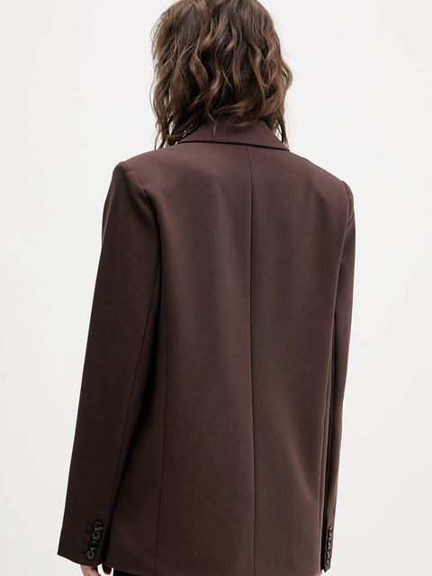 Abercrombie & Fitch marynarka kolor brązowy jednorzędowa gładka KI144-5233-480