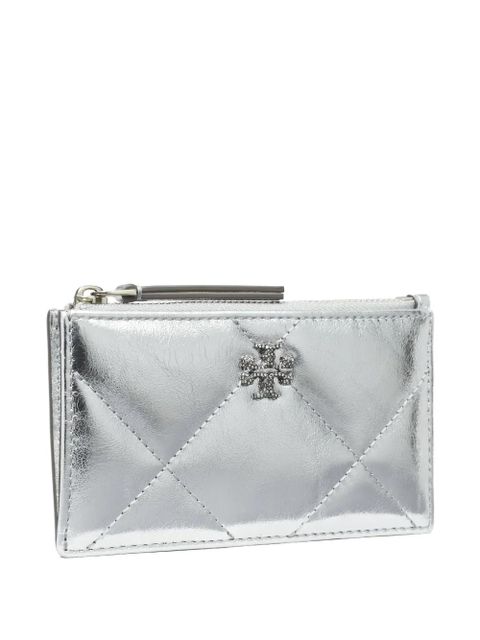Tory Burch Kira diamond-quilted zip-up card case - Silver - zdjęcie produktu nr 2