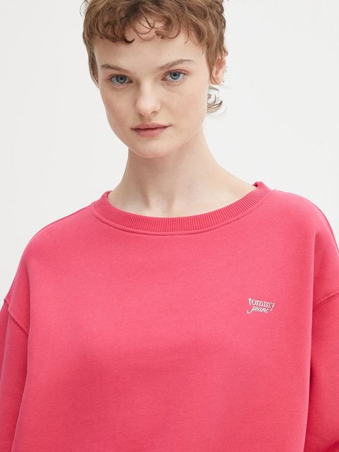 Tommy Jeans bluza damska kolor czerwony gładka DW0DW21961