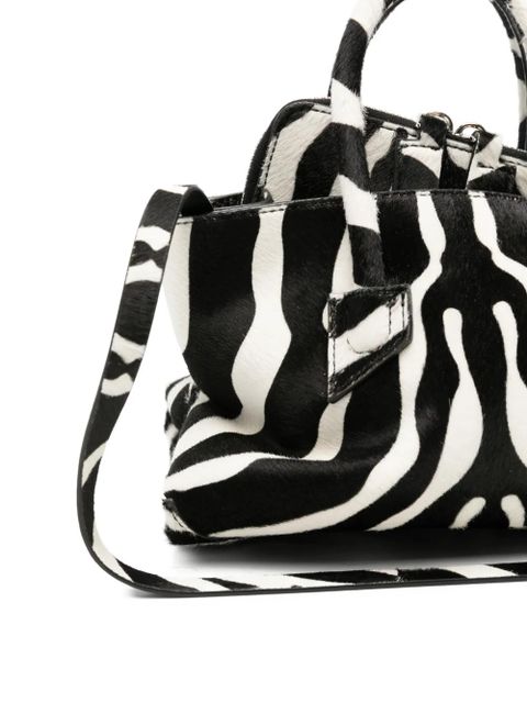 The Attico mini La Passeggiata zebra-pattern tote bag - Black