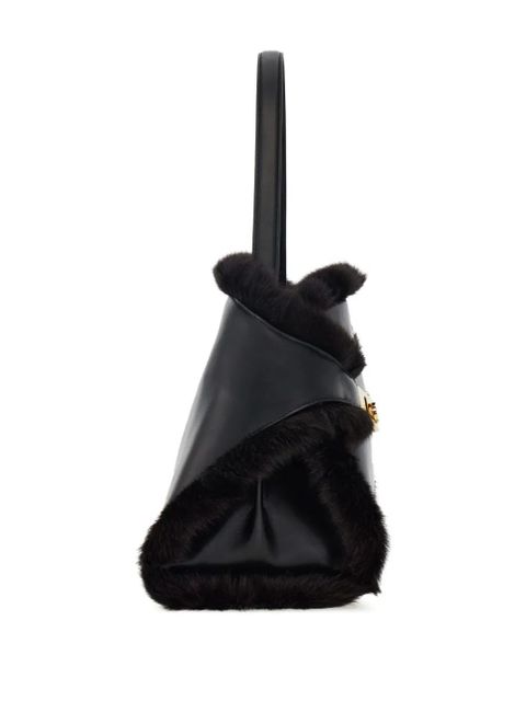 Ferragamo medium Hug Soft fur-trimmed shoulder bag - Black