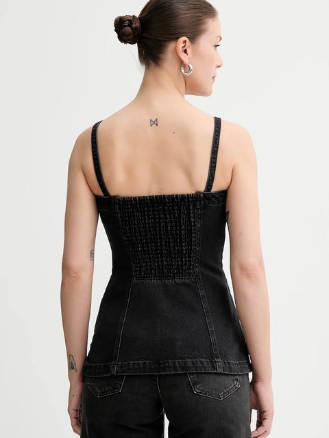 Levi's top jeansowy damska kolor czarny gładka 003Z5 - zdjęcie produktu nr 2